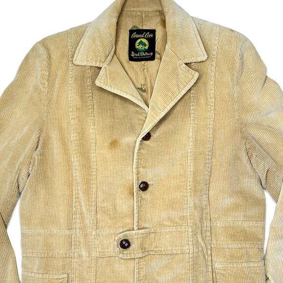 Brad Whitney Carmel Cove VTG 70s/80s Khaki Tan Corduroy Buttoned Trench Coat - Picture 6 of 16